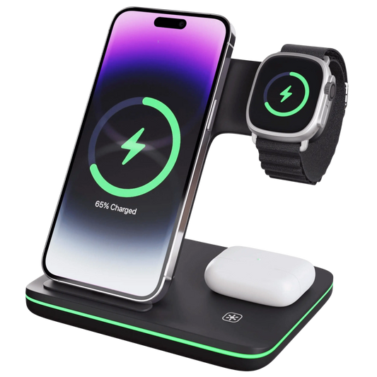 3 in 1 Wireless Charging Station with MagSafe for Apple iPhone 15 Pro Max, Apple Watch Ultra, and Apple AirPods Pro